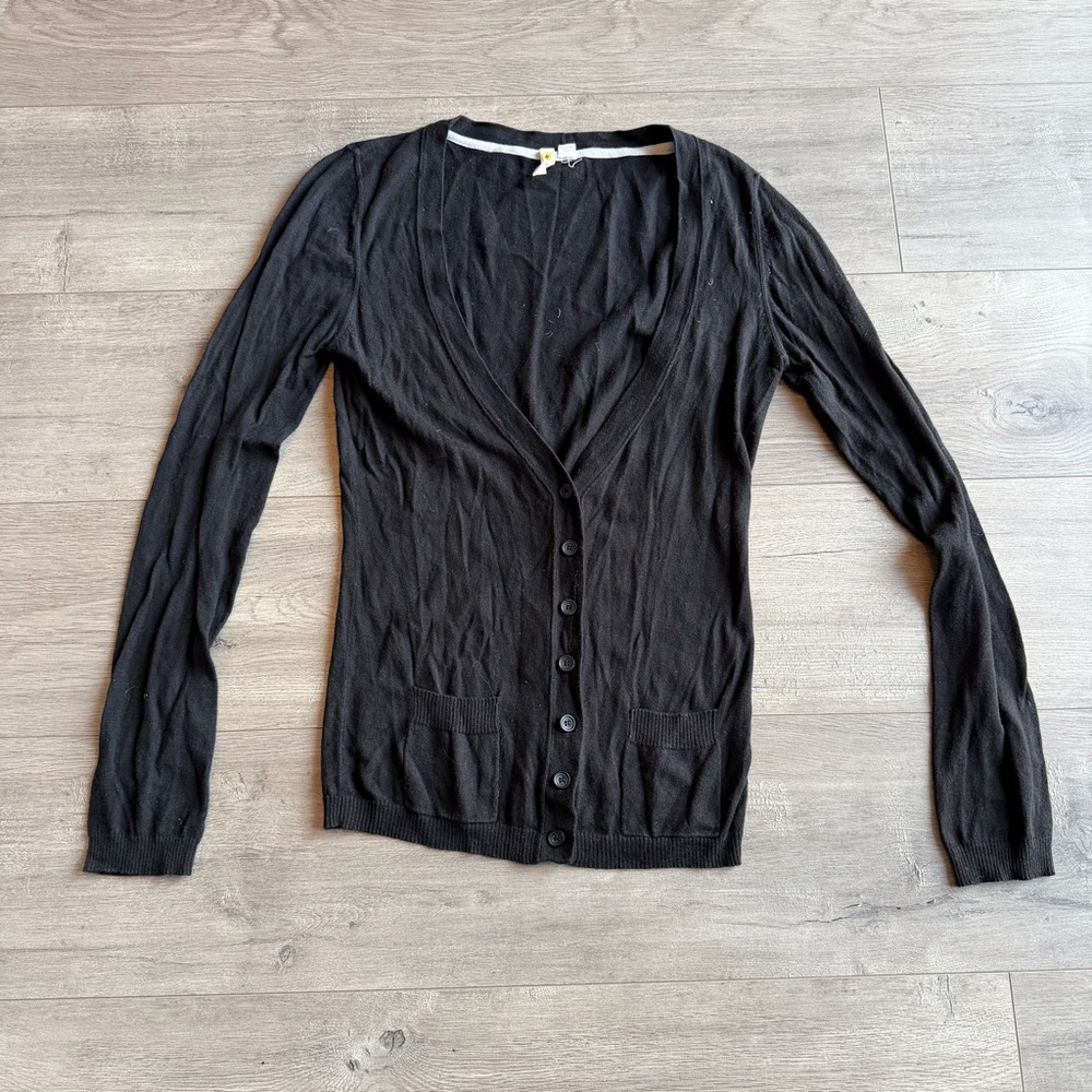 Little yellow button black cardigan - size medium - EUC